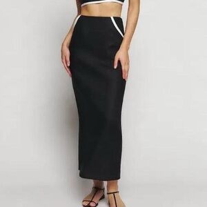 Reformation Elena Black Linen Skirt Sz 10